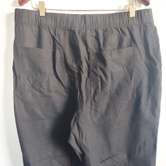 New Gap Linen Blend Pull On Wide Leg Pants Size Extra Large XL Black NWT 39"x28" - Picture 14 of 16